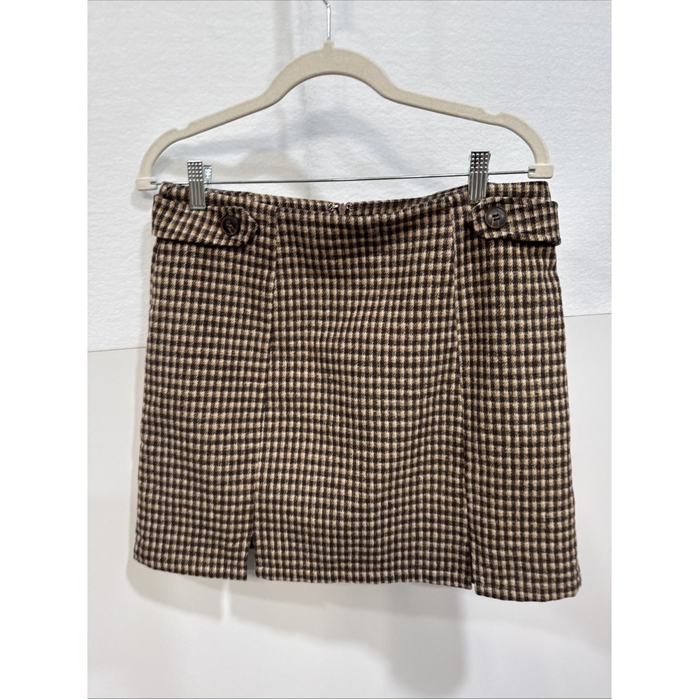 ALTAR'D STATE Brown Tan‎ Plaid Pleated Prep  Skort/Skirt Large Women's 130222